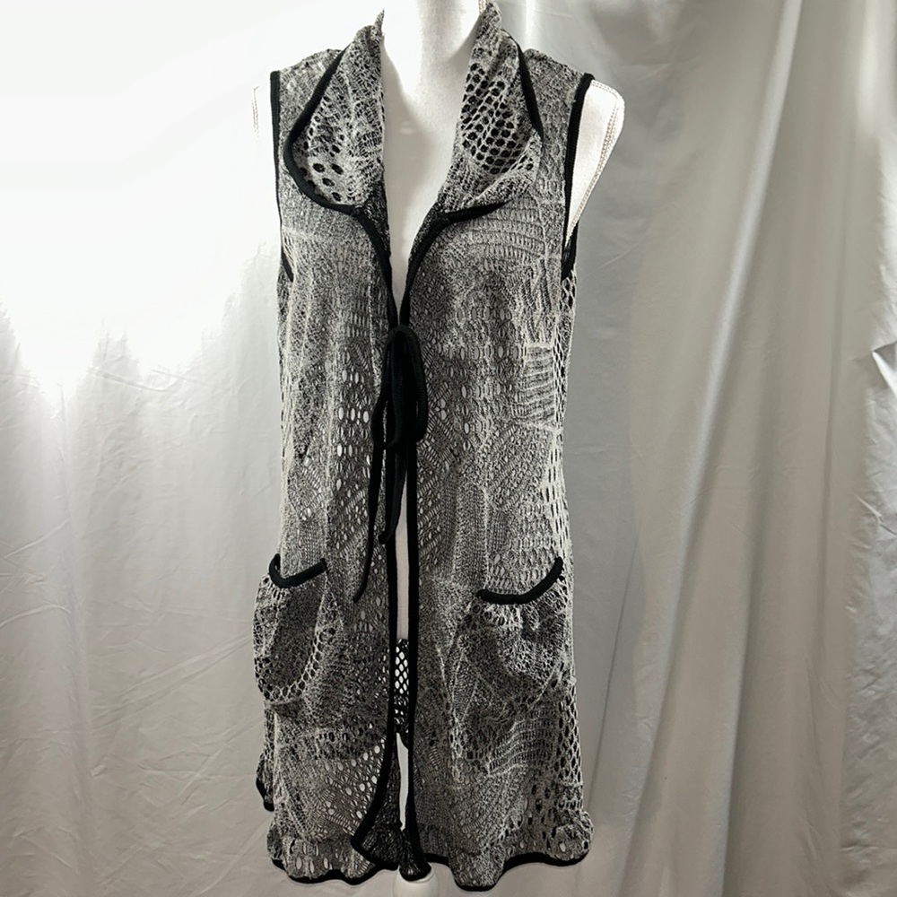 Lily by Firmiana Boho Crochet Long Vest or Cover-up  labeled Sz 2X fits XL or 1x